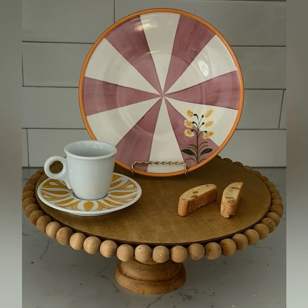 NWOT Anthropologie Pernille Rosenkilde Floral Pink Yellow Dessert Plate